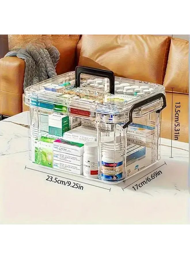 Black XL Heavy Duty Transparent Waterproof Double Layer Medicine Cabinet Organizer - Image 2